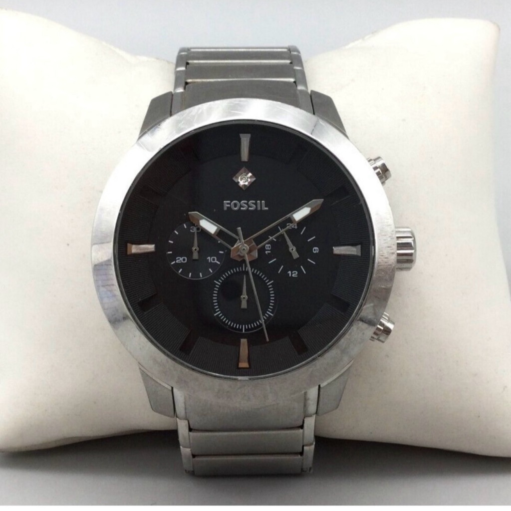 Fossil Stainless Steel Chronograph Black Dial Watch